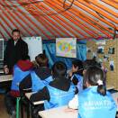Crown Prince Haakon gives a lecture at "Our Home Ger School" in Ulaanbaatar (Photo: D. Rentsendorj, Montsame news agency)